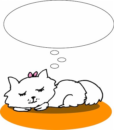 dreaming bubble cartoon - a vector, illustration for a sleeping cat and having a dream Stock Photo - Budget Royalty-Free & Subscription, Code: 400-05040111