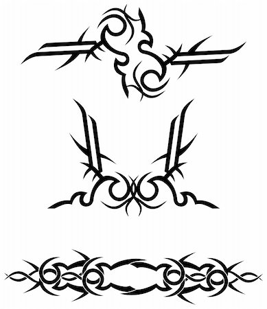 pattern of ink tattoo of flowers - tribal tattoo designs / vector illustration Stock Photo - Budget Royalty-Free & Subscription, Code: 400-05042609