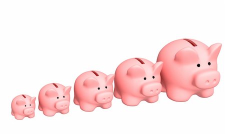 simsearch:400-04529024,k - Seven pigs of coin boxes of the different sizes. Objects over white Stock Photo - Budget Royalty-Free & Subscription, Code: 400-05059484