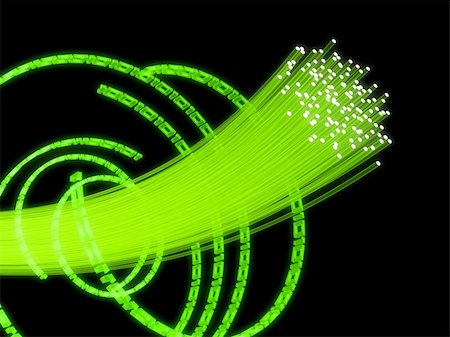 photon - 3d rendered illustration of many green fiber optic cables and digital rings Stock Photo - Budget Royalty-Free & Subscription, Code: 400-05051508