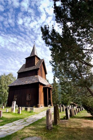 simsearch:400-04015133,k - A stavechurch - stavkirke - in Norway located at Torpo built in the 13th century. Stock Photo - Budget Royalty-Free & Subscription, Code: 400-05053352