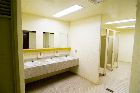 privy - Sinks and mirrors in a public bathroom Stock Photo - Budget Royalty-Free & Subscription, Code: 400-05053852