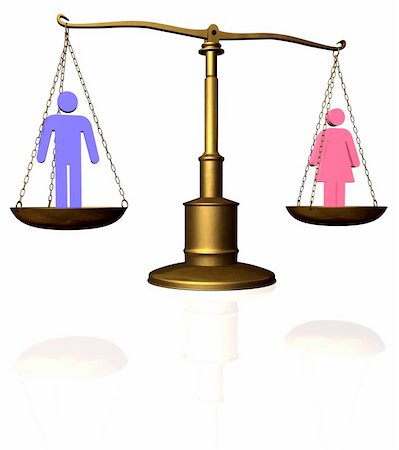 sexual equality - Man and woman symbol compared on a scale Stock Photo - Budget Royalty-Free & Subscription, Code: 400-05068401