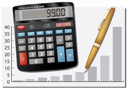 simsearch:400-08408451,k - Calculator and pen. Business team. Vector illustration. Stock Photo - Budget Royalty-Free & Subscription, Code: 400-05060866