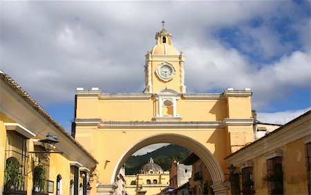 santa window - Yellow arch in old capital of Guatemala over sky Stock Photo - Budget Royalty-Free & Subscription, Code: 400-05061030