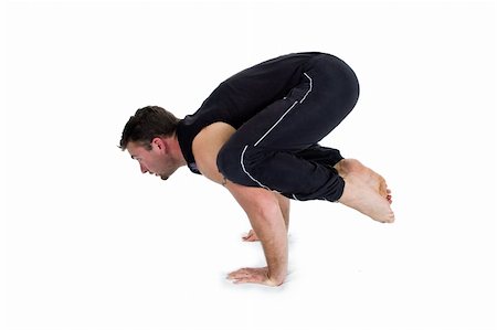 skinny man muscle pose - Young male gymnast practicing yoga. Foto de stock - Super Valor sin royalties y Suscripción, Código: 400-05062838