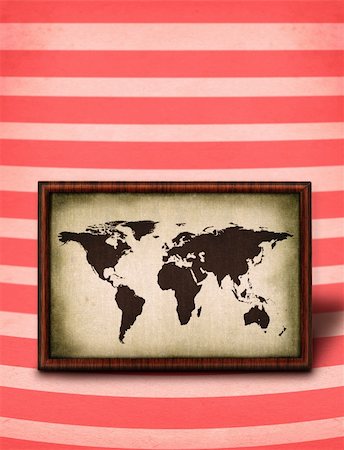 simsearch:400-06860484,k - world map in a wooden frame on striped background Stock Photo - Budget Royalty-Free & Subscription, Code: 400-05075025