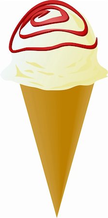 simsearch:400-05718903,k - Fancy decorated ice cream cone vanilla scoop with red swirl, illustration Stock Photo - Budget Royalty-Free & Subscription, Code: 400-05075380