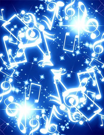 simsearch:400-05075451,k - musical notes with sparkles on a blue background Stock Photo - Budget Royalty-Free & Subscription, Code: 400-05075523