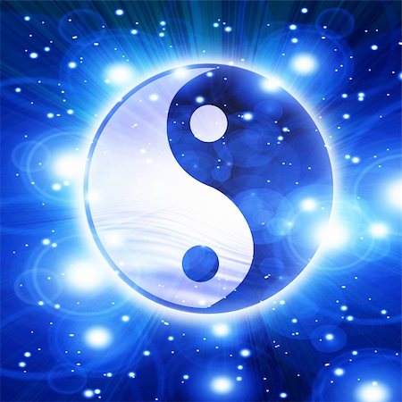 simsearch:400-04744928,k - Yin yang symbol on a soft blue background Stock Photo - Budget Royalty-Free & Subscription, Code: 400-05075679