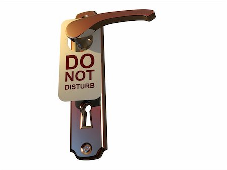 simsearch:400-04617631,k - Do Not Disturb' sign hanging from hotel door handle isolated on white background - 3d render Stock Photo - Budget Royalty-Free & Subscription, Code: 400-05076125