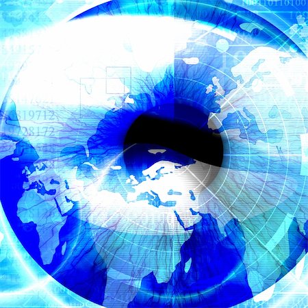 eye laser beam - Human iris with integrated world map and bytes Photographie de stock - Aubaine LD & Abonnement, Code: 400-05076404