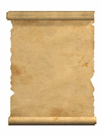 Scroll of old parchment. Object over white Stock Photo - Budget Royalty-Free & Subscription, Code: 400-05077047