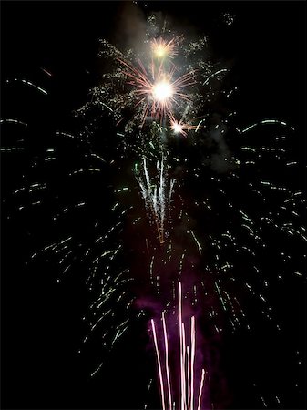 simsearch:400-04573554,k - Fireworks rockets exploding against dark sky. Stock Photo - Budget Royalty-Free & Subscription, Code: 400-05079780