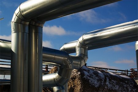 pipeline, blue sky - Industrial zone, Steel pipe-lines on blue sky Stock Photo - Budget Royalty-Free & Subscription, Code: 400-05070089