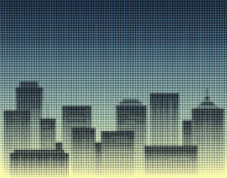 simsearch:400-04688937,k - Editable vector halftone design of a city skyline Stock Photo - Budget Royalty-Free & Subscription, Code: 400-05072744