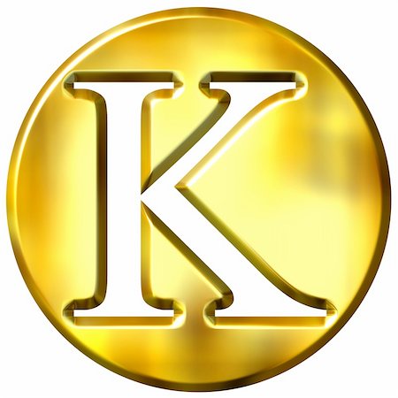 simsearch:400-04543513,k - 3d golden letter K isolated in white Stock Photo - Budget Royalty-Free & Subscription, Code: 400-05072889