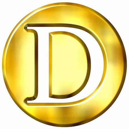 simsearch:400-04543513,k - 3d golden letter D isolated in white Stock Photo - Budget Royalty-Free & Subscription, Code: 400-05072882