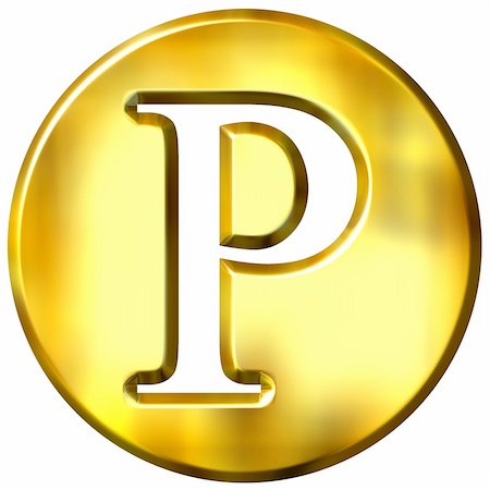 simsearch:400-04543513,k - 3d golden letter P isolated in white Stock Photo - Budget Royalty-Free & Subscription, Code: 400-05072894