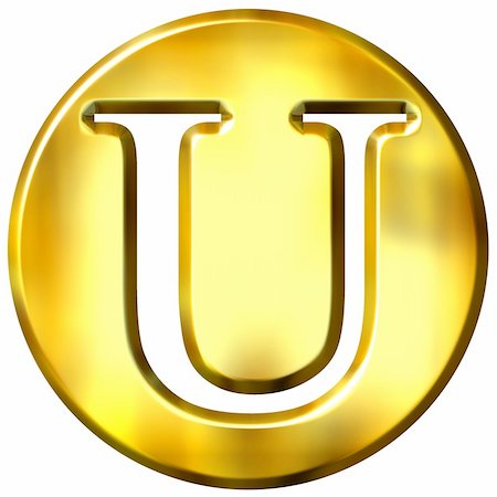 simsearch:400-04543513,k - 3d golden letter U isolated in white Stock Photo - Budget Royalty-Free & Subscription, Code: 400-05072899
