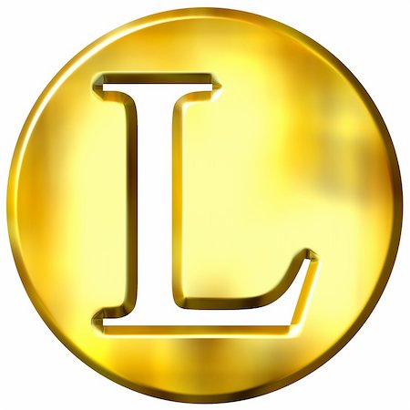 simsearch:400-04543513,k - 3d golden letter L isolated in white Stock Photo - Budget Royalty-Free & Subscription, Code: 400-05072890