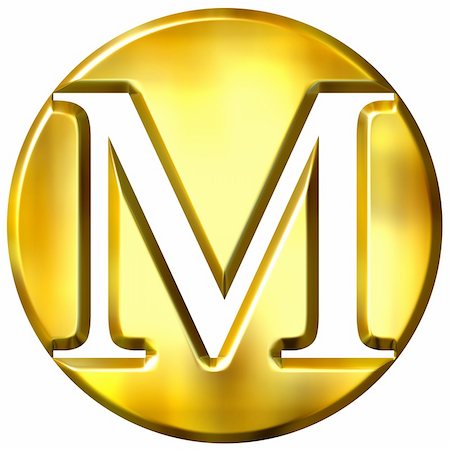simsearch:400-04543513,k - 3d golden letter M isolated in white Stock Photo - Budget Royalty-Free & Subscription, Code: 400-05072891