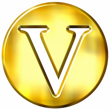 simsearch:400-04543513,k - 3d golden letter V isolated in white Stock Photo - Budget Royalty-Free & Subscription, Code: 400-05072900