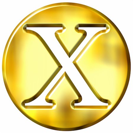 simsearch:400-04543513,k - 3d golden letter X isolated in white Stock Photo - Budget Royalty-Free & Subscription, Code: 400-05072902