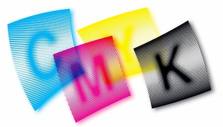 Bended colored squares with rasterized CMYK letters Stock Photo - Budget Royalty-Free & Subscription, Code: 400-05073298