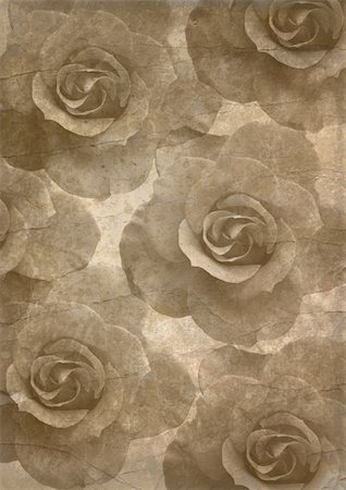painterly - Background image with interesting old papers texture, roses elements Stock Photo - Budget Royalty-Free & Subscription, Code: 400-05073832
