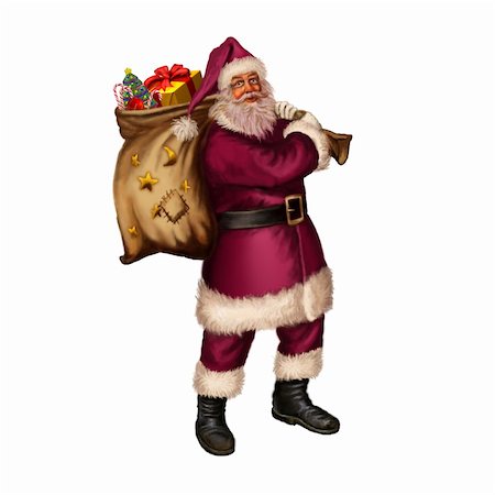 simsearch:400-06462885,k - Santa Klaus carries bag with gift Stock Photo - Budget Royalty-Free & Subscription, Code: 400-05085466