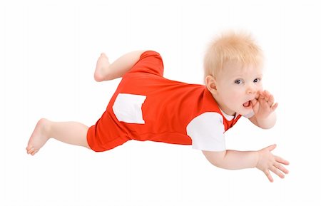 Little boy hold finger in mouth isolate on white Stock Photo - Budget Royalty-Free & Subscription, Code: 400-05085717