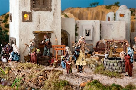simsearch:400-05670979,k - Nativity scene from figurine crib like an old Jerusalem village Foto de stock - Super Valor sin royalties y Suscripción, Código: 400-05085876