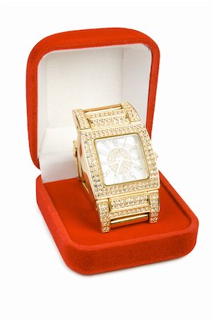 simsearch:400-05287348,k - Golden clock in red box. Isolate on white. Stock Photo - Budget Royalty-Free & Subscription, Code: 400-05086910