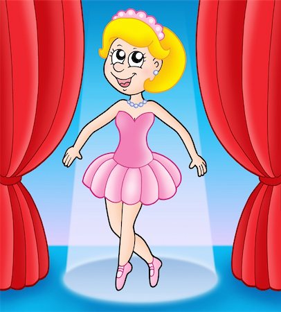 simsearch:400-04255721,k - Pink ballerina on stage - color illustration. Stock Photo - Budget Royalty-Free & Subscription, Code: 400-05087732