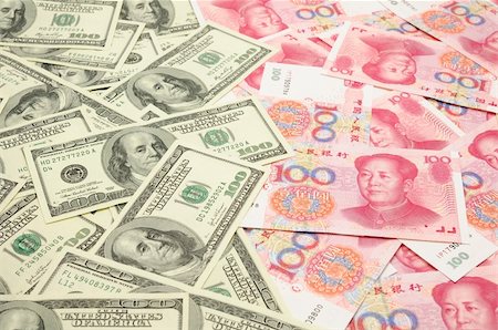 Background of US one  hundred dollar bills vs China one hundred yuan bills Stock Photo - Budget Royalty-Free & Subscription, Code: 400-05089064