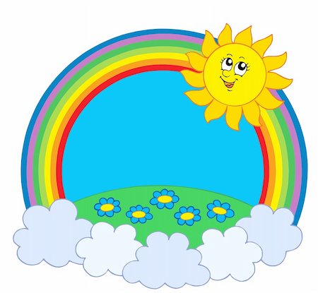 simsearch:400-04343852,k - Sun and meadow in rainbow - vector illustration. Stock Photo - Budget Royalty-Free & Subscription, Code: 400-05089882