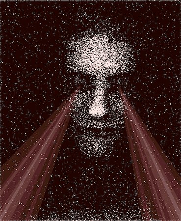 eye laser beam - Editable vector illustration of a grunge face with piercing eyes Photographie de stock - Aubaine LD & Abonnement, Code: 400-05080650