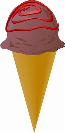 simsearch:400-05718903,k - Fancy decorated ice cream cone chocolate scoop with strawberry swirl, illustration Stock Photo - Budget Royalty-Free & Subscription, Code: 400-05081405
