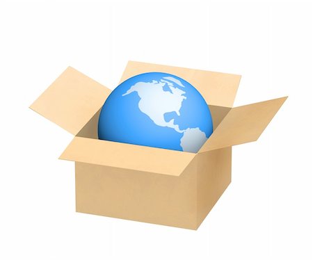 simsearch:400-06737278,k - Planet the Earth in a cardboard box. Object over white Stock Photo - Budget Royalty-Free & Subscription, Code: 400-05081861