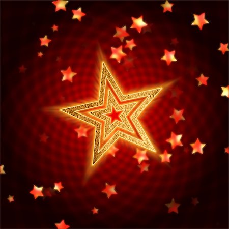 simsearch:400-05006261,k - golden stars with spiral over red background with feather center Stock Photo - Budget Royalty-Free & Subscription, Code: 400-05094643