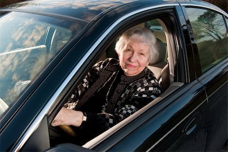 86 year old woman driving her car Stock Photo - Budget Royalty-Free & Subscription, Code: 400-05095206
