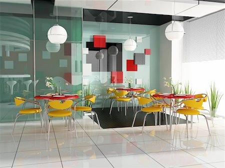 simsearch:400-04720552,k - dining table in modern cafe 3d image Stock Photo - Budget Royalty-Free & Subscription, Code: 400-05096490