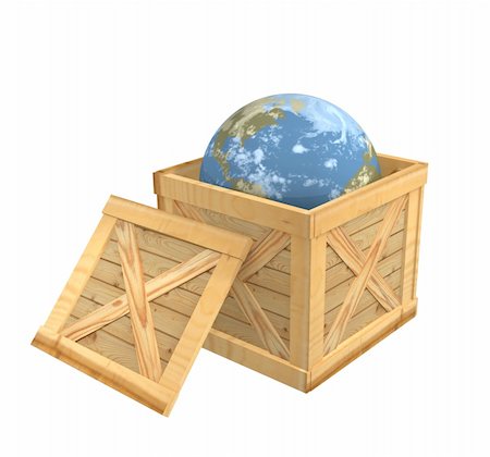 Planet the Earth in a wooden box. Object over white Stock Photo - Budget Royalty-Free & Subscription, Code: 400-05097121