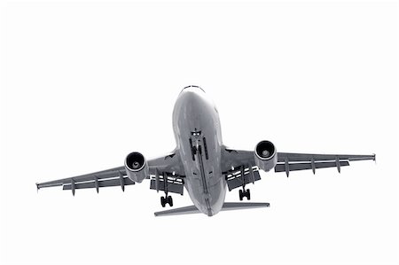 isolated jet aircraft on landing approach Stock Photo - Budget Royalty-Free & Subscription, Code: 400-05097841