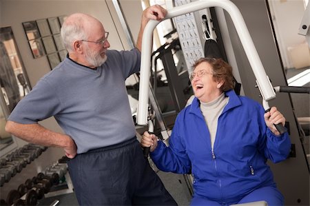 fitness grandma - Senior Adult Couple Working Out in the Gym. Stock Photo - Budget Royalty-Free & Subscription, Code: 400-05098104