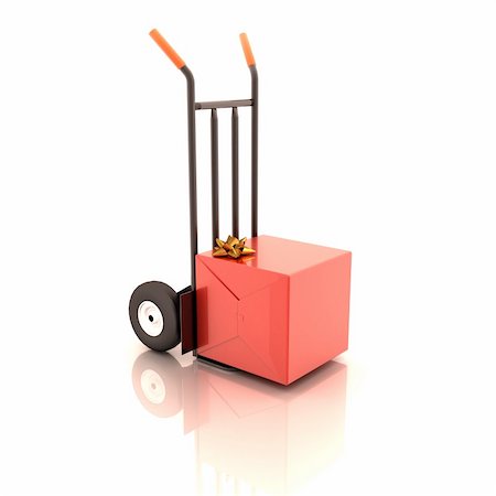 red gift box on the cart 3d render Stock Photo - Budget Royalty-Free & Subscription, Code: 400-05099375