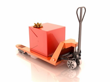 red gift box on the cart 3d render Stock Photo - Budget Royalty-Free & Subscription, Code: 400-05099376