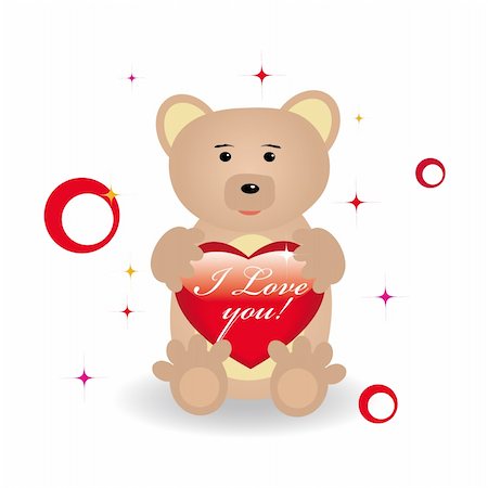Cute bear with heart for st.Valentine day. Good for greeting card. Stock Photo - Budget Royalty-Free & Subscription, Code: 400-05091739