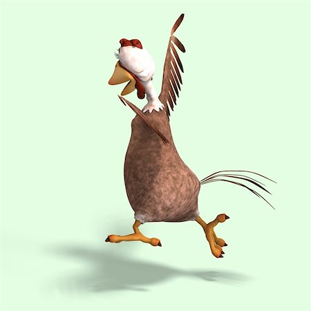 running away scared - sweet toon chicken with cute face over white Stock Photo - Budget Royalty-Free & Subscription, Code: 400-05104706